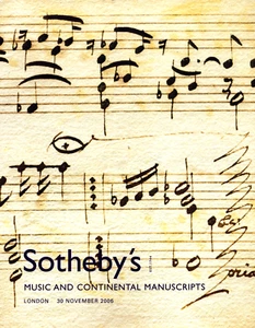 Sotheby's Catalog London November 30, 2006 Music and Continental Manuscripts - Foto 1 di 3