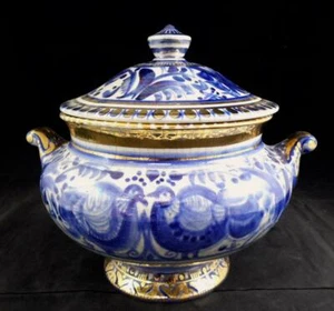 Cerámica artística Tureen 2011 oro azul blanco Alfredo Ratinoff excelente estado - Imagen 1 de 12