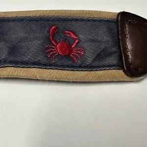 Cinturón para Hombres J Crew Azul Algodón Rojo Cangrejo Latón Hebilla Náutico Preppy L/XL - Imagen 1 de 13