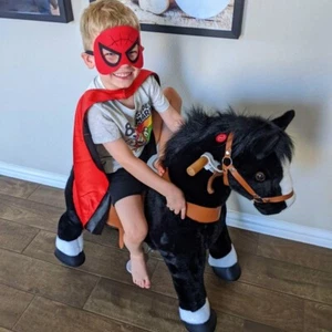 PonyCycle® Offizielles Schaukelpferd aus Plüsch, für Kinder, mittelgroß, Schwarz - Bild 1 von 6