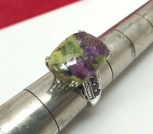 Ruby Zoisite Stone In Sterling Silver STS Artisan Cocktail Statement Ring  Sz 10