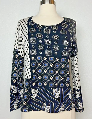 D.M.G. Suéter vintage feminino preto branco com lantejoulas enfeitado tamanho G - Imagem 1 de 4