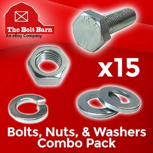 (15) Tornillos hexagonales M8-1,25x60 clase 10,9 pernos hexagonales, tuercas, arandelas, arandelas de bloqueo - Imagen 1 de 5