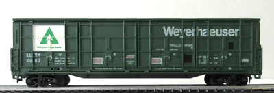 Life-Like HO Scale Weyerhaeuser Lunx 4687 Thrall Door Boxcar #08985 - Image 1 of 4