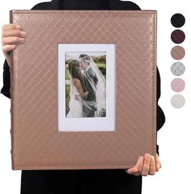 RECUTMS 4x6 Photo Album 600 Photos Large Capacity Black Inner Page Button Grain - Image 1 of 4