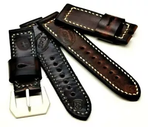 AMMO style hand crafted genuine leather watch strap 22/24/26 mm. dark brown - Picture 1 of 13