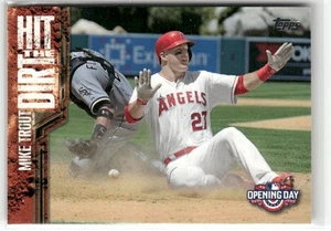 2015 Topps Opening Day #HTD-04 Mike Trout Hit The Dirt Los Angeles Angels - Picture 1 of 2