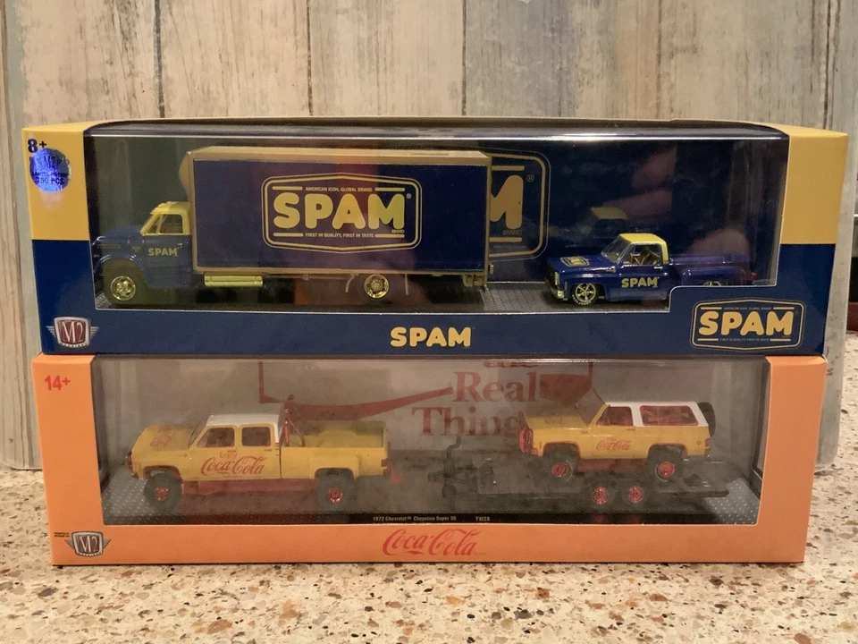 2 Pc - CHASE LOT M2 Machines Chevy Haulers Spam & Coca-Cola Cheyenne Blazer C60 - Image 1 of 4