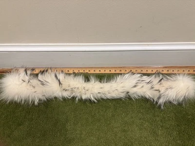 GRAN ZORRO BLANCO REAL PUNTAS NEGRAS CUELLO DE PIEL SUAVE FLEXIBLE EE. UU. Forrado 32" x 5" #3 Foto 1 de 4