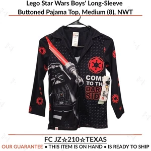Lego Star Wars Boys' Long-Sleeve Buttoned Pajama Top, Medium (8), NWT - Picture 1 of 8
