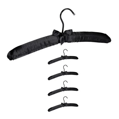 Kleiderbügel satin Hochwertige Stoffbügel Dekorative Bügel schwarz 360° drehbar - Bild 1 von 4
