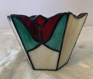 Tiffany Style STAINED GLASS Votive Tea Light Candle Holder Tulips - Picture 1 of 8
