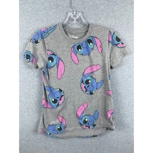 Disney Lilo & Stitch Shirt Girls XS Gray Short Sleeve All Over Print Graphic Tee - Picture 1 of 8