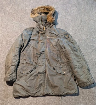Vintage USAF Jacket Mens 44 Coyote Fur 1950s Military Snorkel Parka  - Image 1 of 4