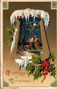 Postcard Greetings of Christmas Winter Scene Embossed Posted 1911 H Wessler - Picture 1 of 2