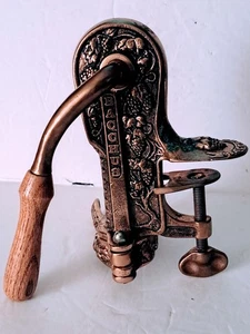 Vintage Bacchus Ornate Brass Wine Bottle Opener Table Vise Mount Corkscrew Italy - Picture 1 of 5
