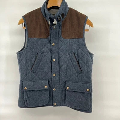 JOS A BANK 1905 Tailored Fit Quilted Vest Mens XL Blue Wool Blend Buckle Collar - Image 1 of 4