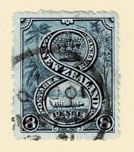 NEW ZEALAND - 1898 8d BLUE - Sc#116 - GU - NZ 574 - Picture 1 of 1