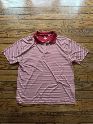 Cutter & Buck Golf Shirt Polo Dry Tec 1XB Red White Striped $75 !!! - Image 1 of 4