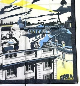 Bandana sciarpa seta HERMES Carre 40 MINUIT AU FAUBOURG multicolore con scatola mai usata - Foto 1 di 7