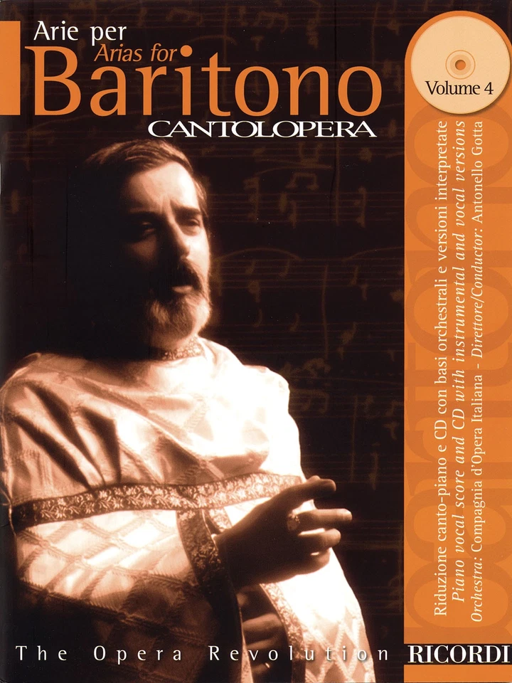 Arias for Baritone Vol 4 Cantolopera Vocal Piano Opera Sheet Music Book CD - Image 1 of 1