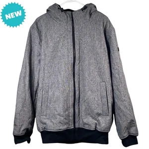 Dockers Jacket Mens Large Tall Gray Hooded Sherpa Lined Coat Water Resistant NEW - Picture 1 of 9