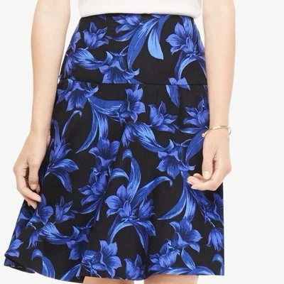 Falda de mujer Ann Taylor azul tropical con volantes de jardín mezcla de lino talla 12 nueva con etiquetas Foto 1 de 4