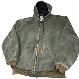 Carhartt J25 MOS Heavy Green Canvas Lined Hooded Jacket - Size 2XL Tall LESEN - Bild 1 von 19
