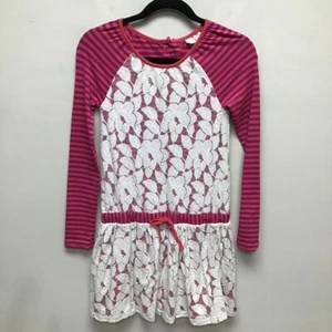 435 Matilda Jane Girls Bexley Lap Dress Pink White Long Sleeve Lace Overlay 10 - Picture 1 of 9