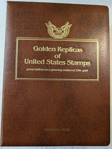 Golden Replicas of Assorted United States Stamps 22kt Gold Lot of 74 w/Notebook - Picture 1 of 24