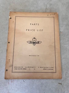 Warner Aircraft Corp. Scarab Parts Price List September 1947 WWII Korean War era - Picture 1 of 4