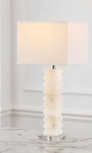 Table Lamp Patinkin 29" White Alabaster Column Table Lamp with Crystal Base - Picture 1 of 4