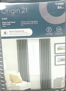 ORIGIN 21 ELGIN 50" X 84" GRAU Rm VERDUNKELUNGSVORHANG Schwarz Lasche PANEEL 4140928 - Bild 1 von 5