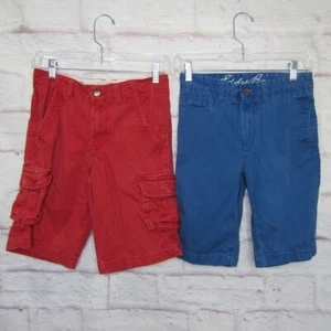 Eddie Bauer Shorts Boys size 12 Lot of 2 Red & Blue 100% Cotton - Picture 1 of 3
