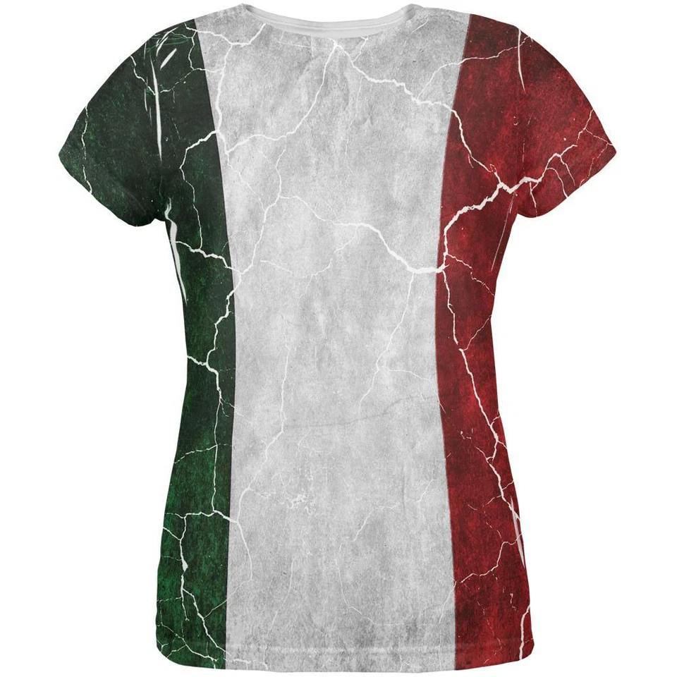 Camiseta para mujer con bandera italiana envejecida Foto 1 de 1