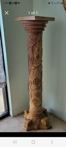 VTG  SOLID MARBLE 58" TALL PEDESTAL COLUMN RELIEF CARVED OVER 500 LBS Cover