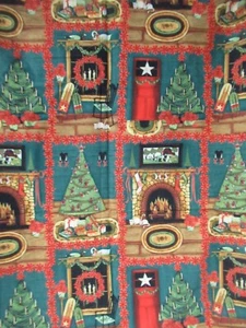 Christmas Fabric CHRISTMAS SCENES RARE VTG 70` 80`S SZ 29" X 44" NEW - Picture 1 of 7