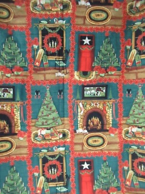 Christmas Fabric  CHRISTMAS SCENES RARE VTG   70` 80`S  SZ 29" X 44" NEW - Image 1 of 4