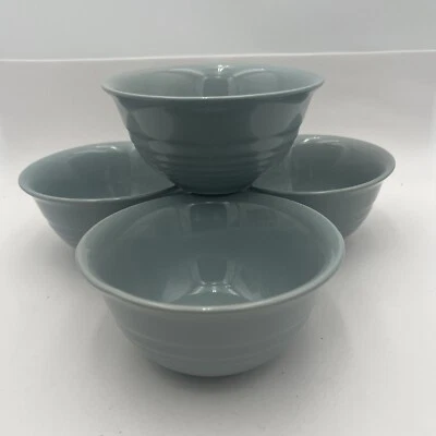 NUEVO SIN ETIQUETAS 4 tazones de cereal sopa azul claro diario Martha Stewart patrón de acordeón de 6" Foto 1 de 4