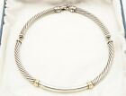 David Yurman Sterling Silver & 14k Yellow Gold 3 Section Cable Choker Necklace