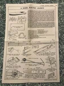 Newnes Practical Handyman Model Electric Launch Construction Plan Poster 1636G - Picture 1 of 1