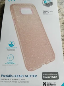 SPECK SAMSUNG PRESIDIO CLEAR PINK GLITTER SLIM CASE FOR GALAXY S8 PLUS NEW - Picture 1 of 5