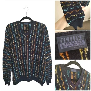 College by Marcazzani XL Herren Designer Gerippter Mehrfarbiger Pullover Brustumfang 48-50" - Bild 1 von 20