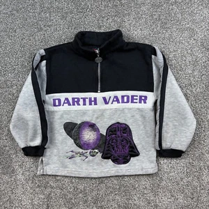 Vintage Star Wars Sweatshirt Youth Size 6 Black Gray 1/4 Zip Darth Vader Purple - Picture 1 of 6