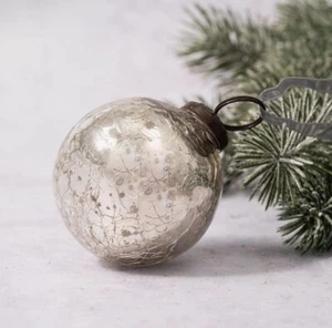 Weihnachtsschmuck Silber 2 Zoll Crackled Quecksilber Glaskugel Weihnachtsdeko - Bild 1 von 1