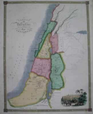 1859 ORIGINAL MAP HOLY LAND PALESTINE ISRAEL JORDAN LEBANON JERUSALEM Bible - Image 1 of 4