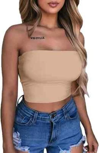 LAGSHIAN sexy kurzes Damenoberteil ärmellos dehnbar einfarbig trägerlos Röhrenoberteil (S) - Bild 1 von 4