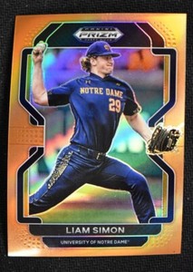 2022 Prizm Draft Picks Baseball Base Neon Orange #PDP166 Liam Simon /50