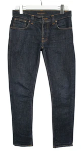 Nudie Grim Tim Dry Navy Herrenjeans W32/L32 Slim Fit Dunkelblau Denim Zip Fly - Bild 1 von 11