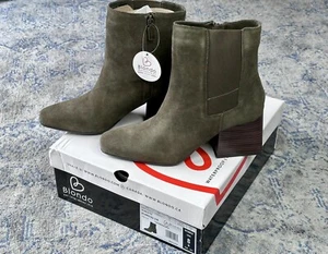 Blondo Women's Size 8M Scarlette Waterproof Olive Suede Ankle Boots - New in Box - Picture 1 of 13